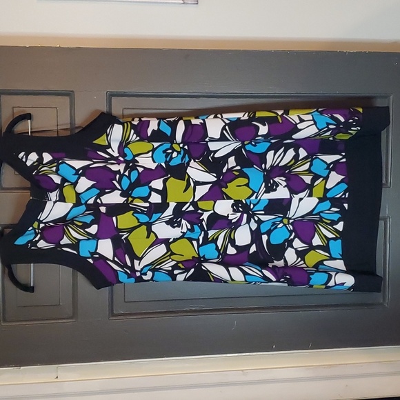 Perceptions Dress size 14 color black white chertruese turquoise purple - Picture 4 of 5